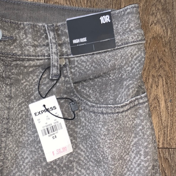 Express 10R Womens Snakeprint Grey Skinny High Rise  Stretch Button Jeans NWT - Picture 4 of 11